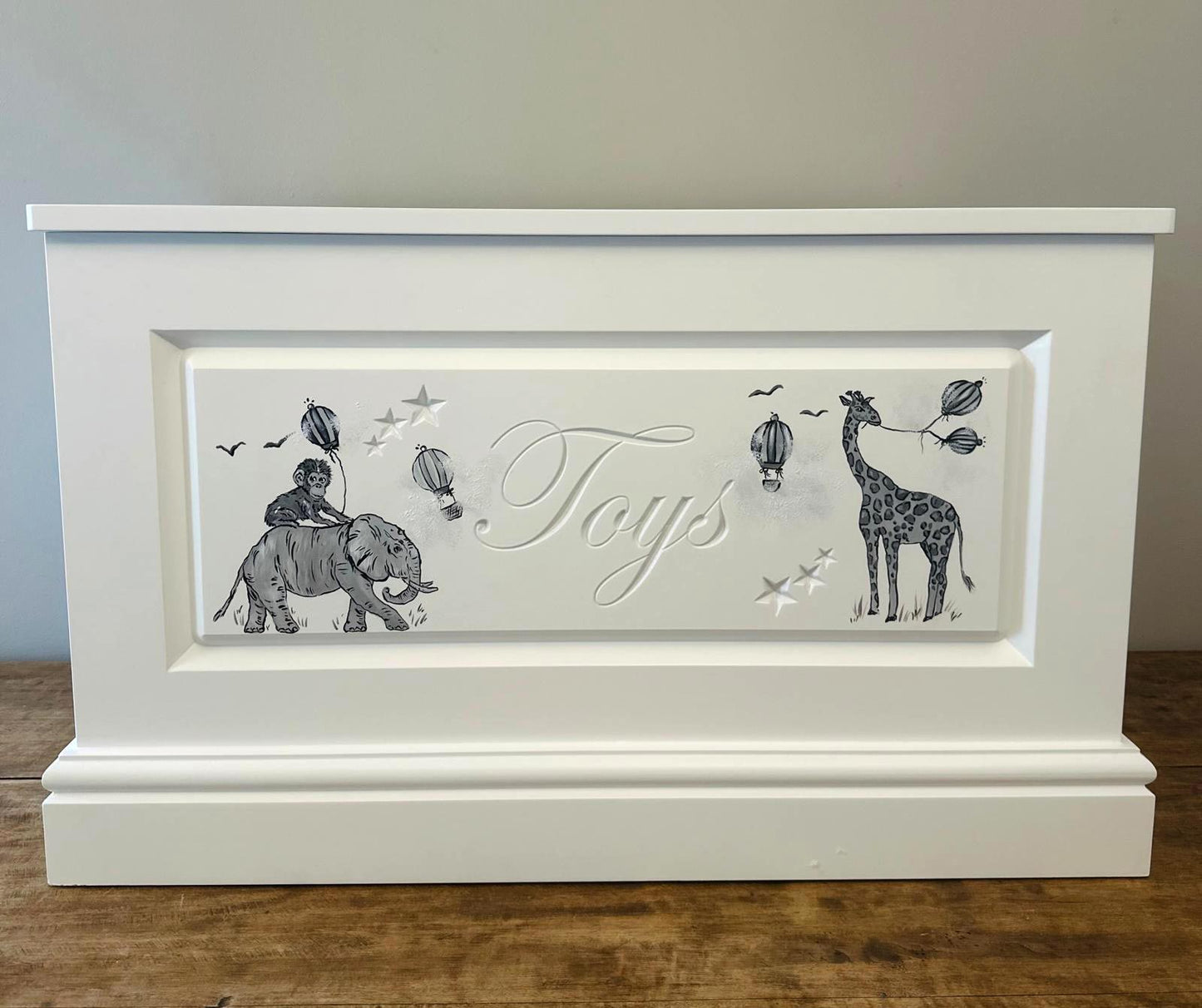 Vintage Safari Hand Painted Toy Box