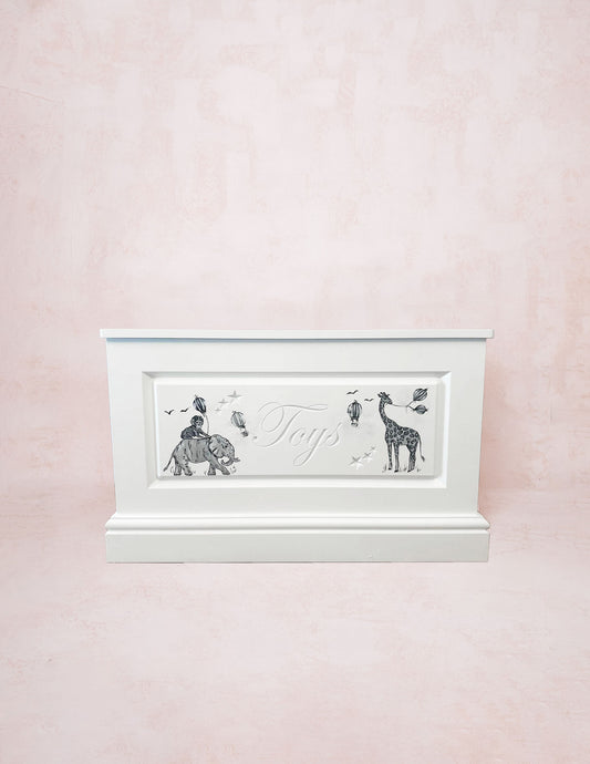 Vintage Safari Hand Painted Toy Box