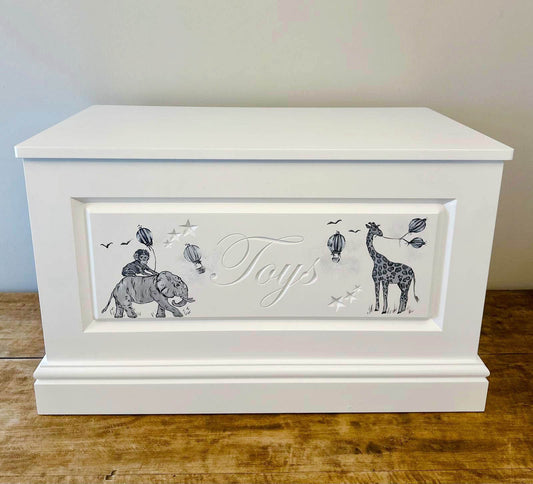 Vintage Safari Hand Painted Toy Box