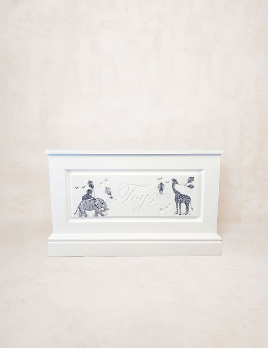 Vintage Safari Hand Painted Toy Box